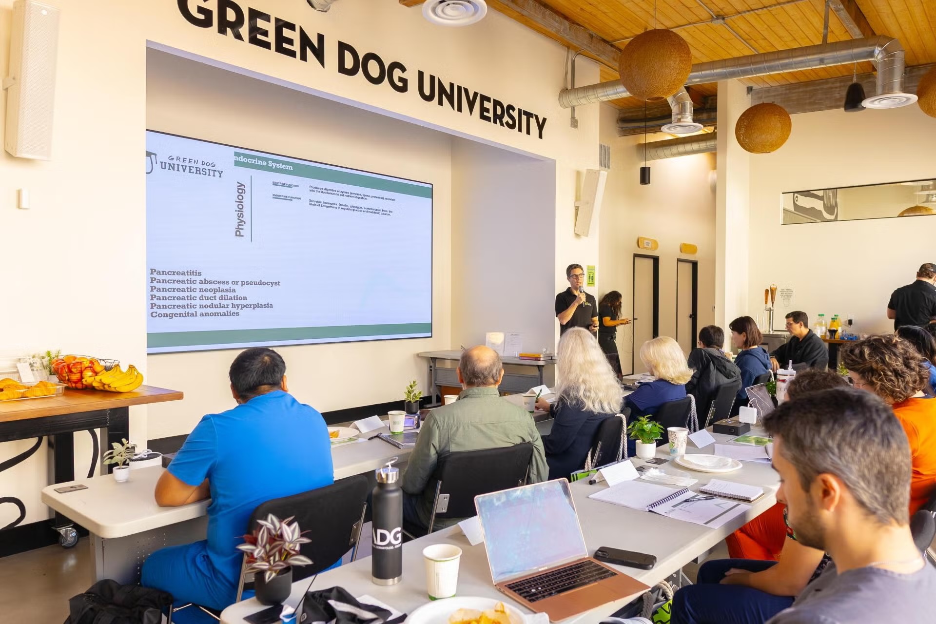 Veterinary professionals attending an internship lecture, representing continuing education career opportunities in Sherman Oaks